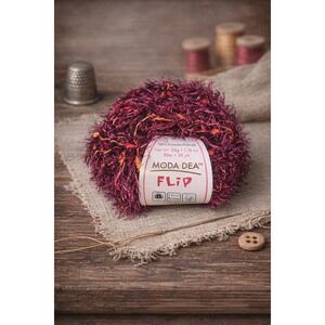 Vintage Moda Fil Eyelash Yarn Claret Red 50g Novelty Craft Yarn